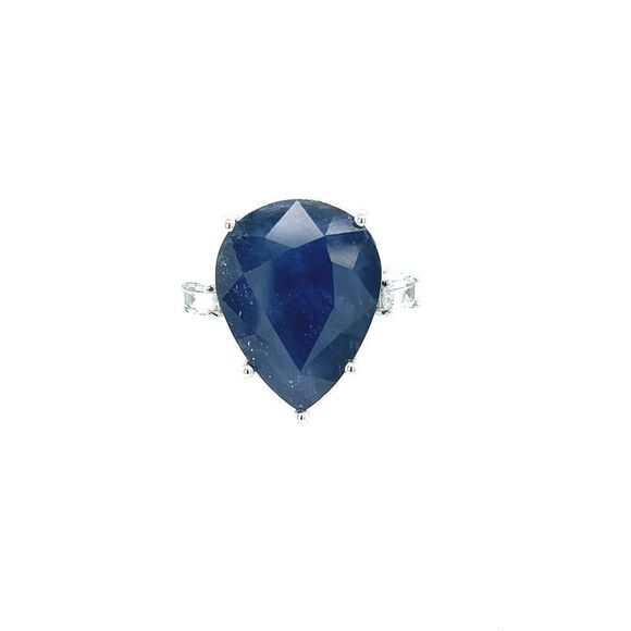 Sapphire Diamond Ring Size 6.5 14k W Gold 17.73 TCW Certified $3,590 217843 - Picture 3 of 14